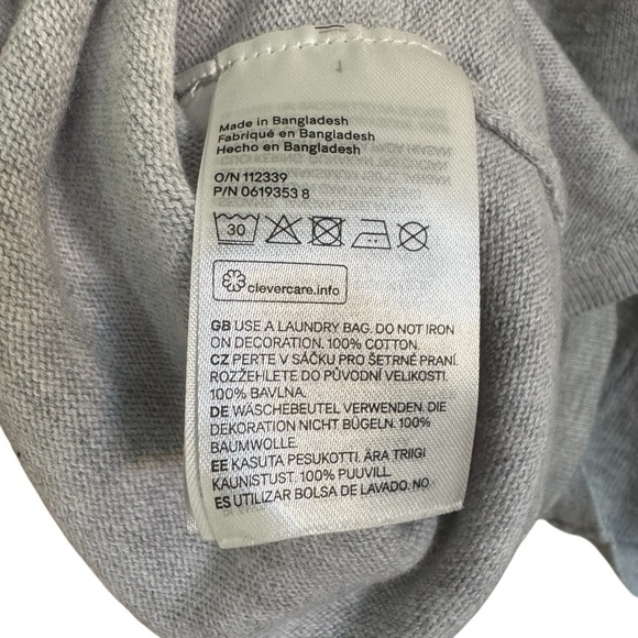 H&M Gray Sequins Heart Sweater Dress Knit Short Sleeve Girls 8-10 - Picture 4 of 5